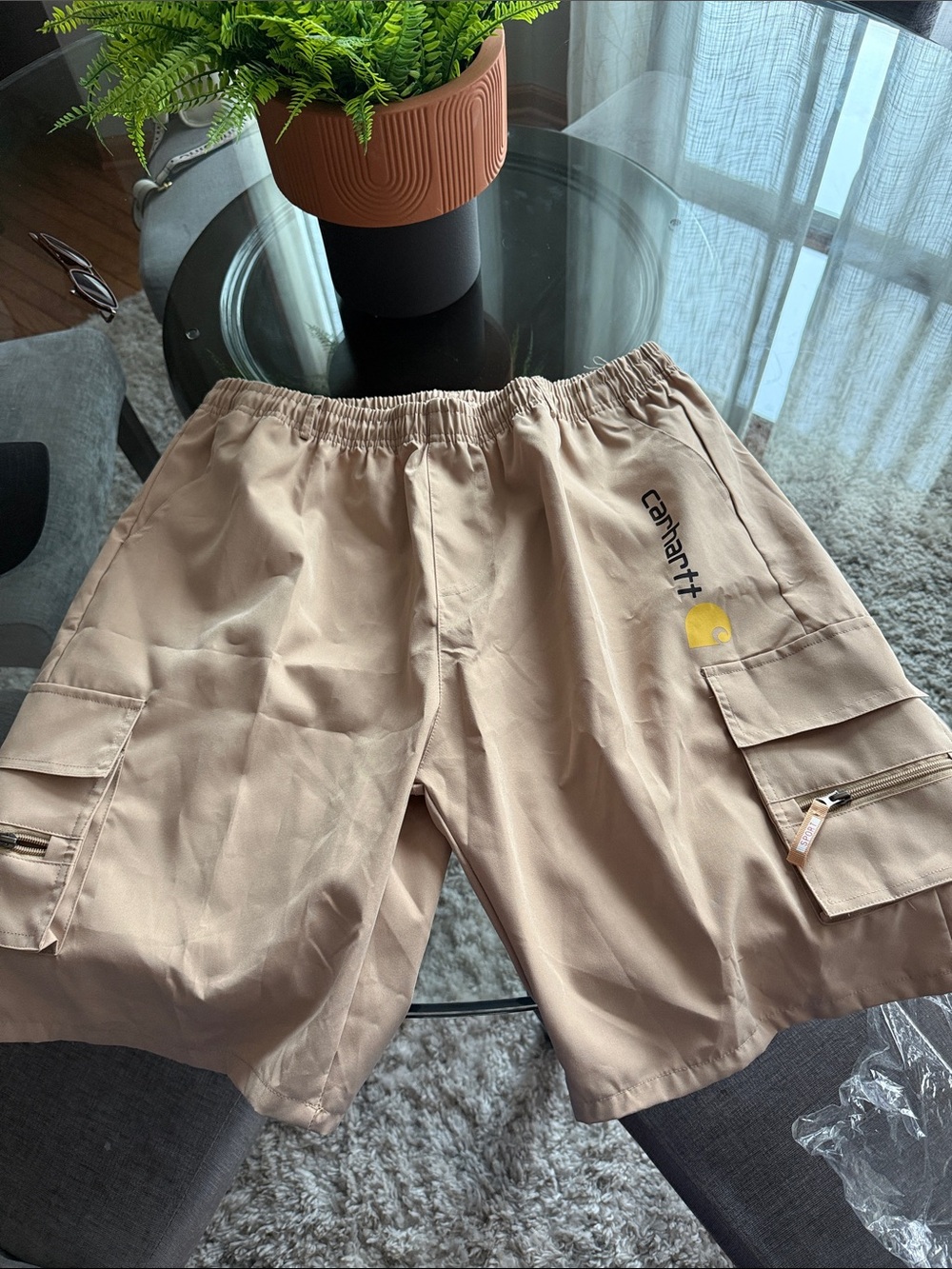 Carhartt Beige Cargo Shorts with Side Pockets